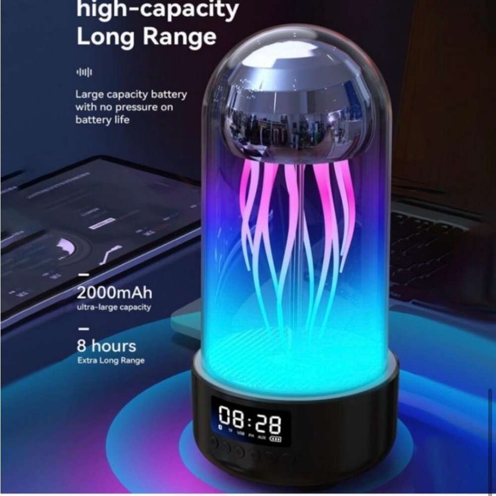 LED Jellyfish Speaker with Clock (NIB)
